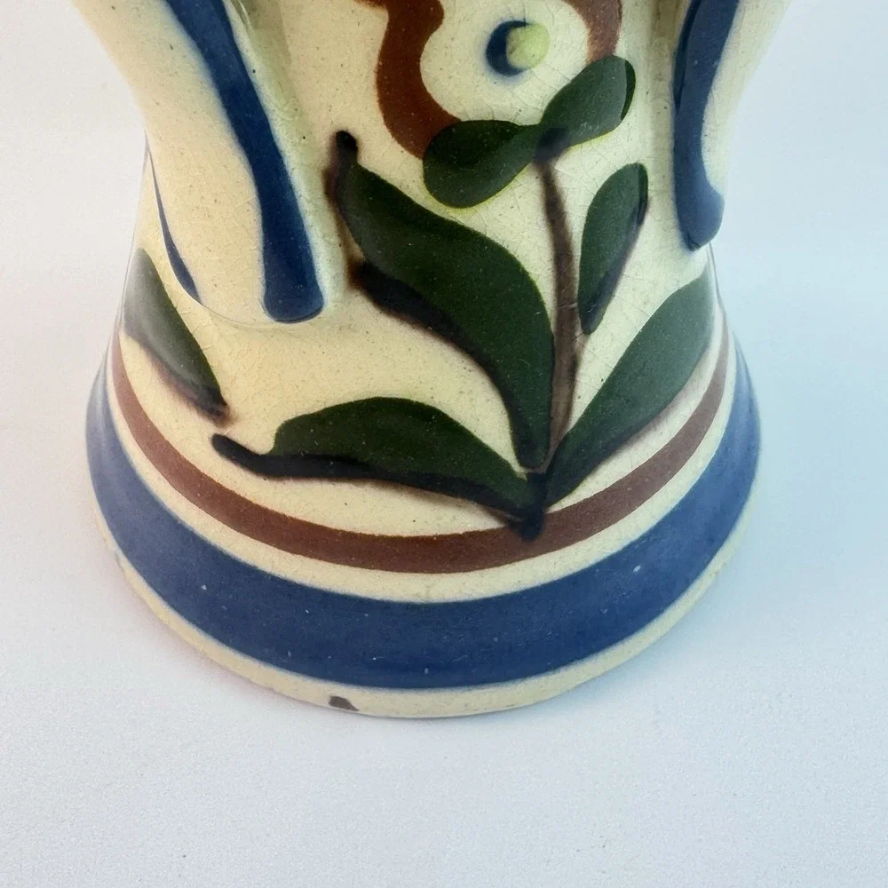 ART NOUVEAU VASE Motto Ware Triple Handled Vase Torquay Pottery Scarce FLAWED